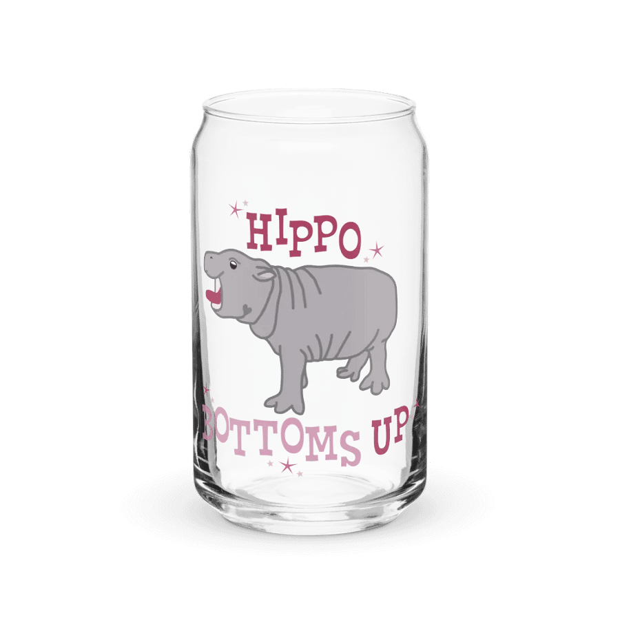 Hippo Bottoms Up Glass Can | Moo Deng Inspired Merch product image (1)