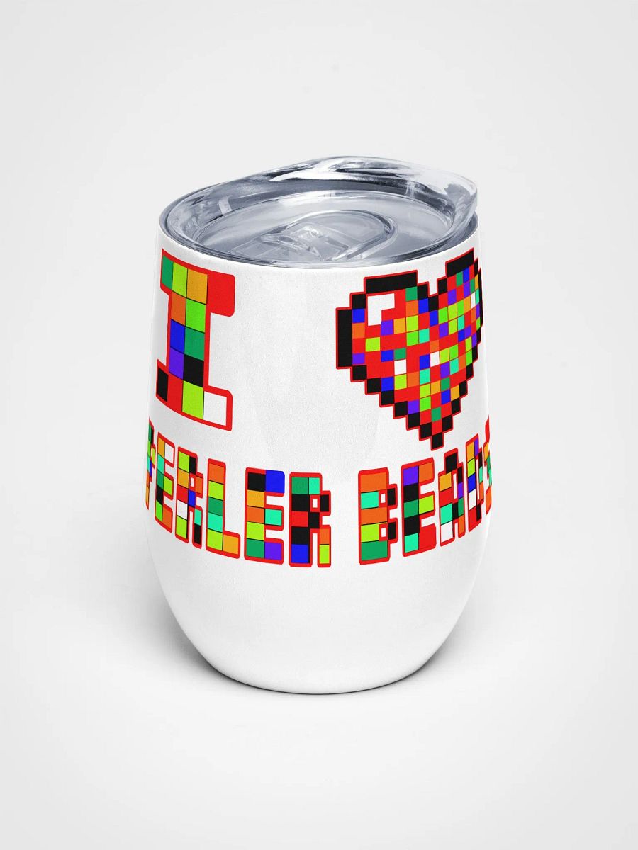 I Heart Perler Bead Wine Glass product image (1)