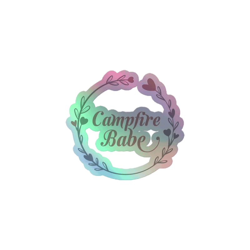 Campfire Babe Floral Wreath Holographic Stickers