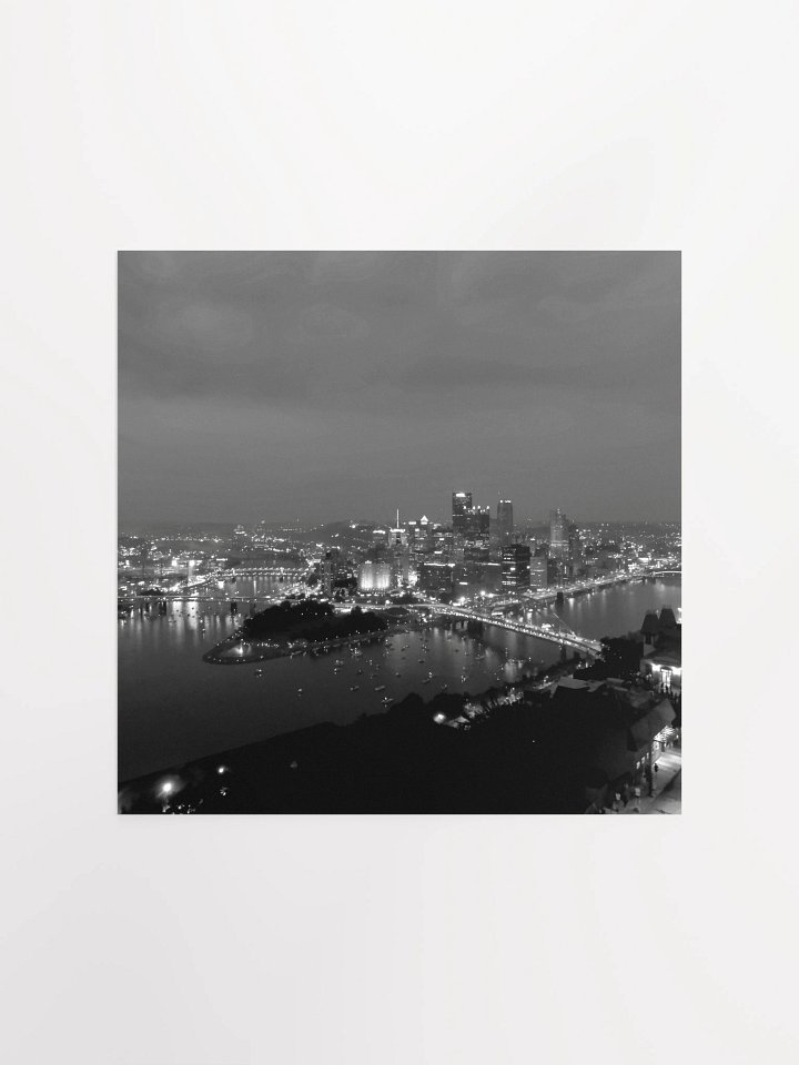 Pittsburgh - Downtown at Night - Black & White (poster) product image (3)
