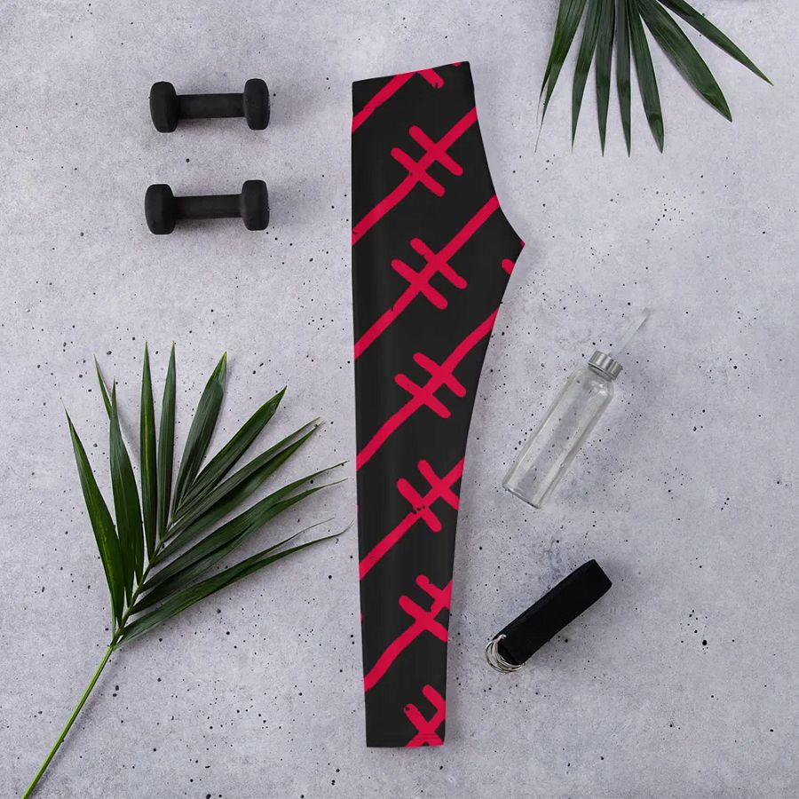 Criss-Cross Red Line All-Over Leggings product image (2)