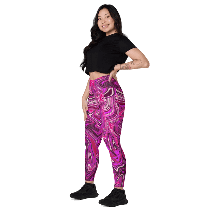 Leggings with Pockets - Pink and Purple Digital Fluid Art product image (1)