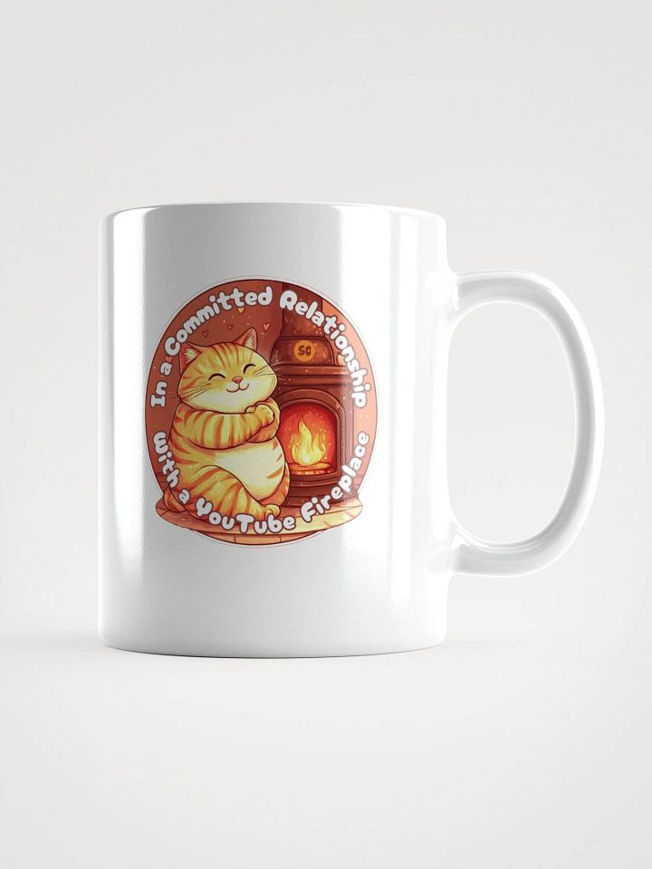 Cozy Cat - In a Committed Relationship with a YouTube Fireplace | White Glossy Mug product image (1)