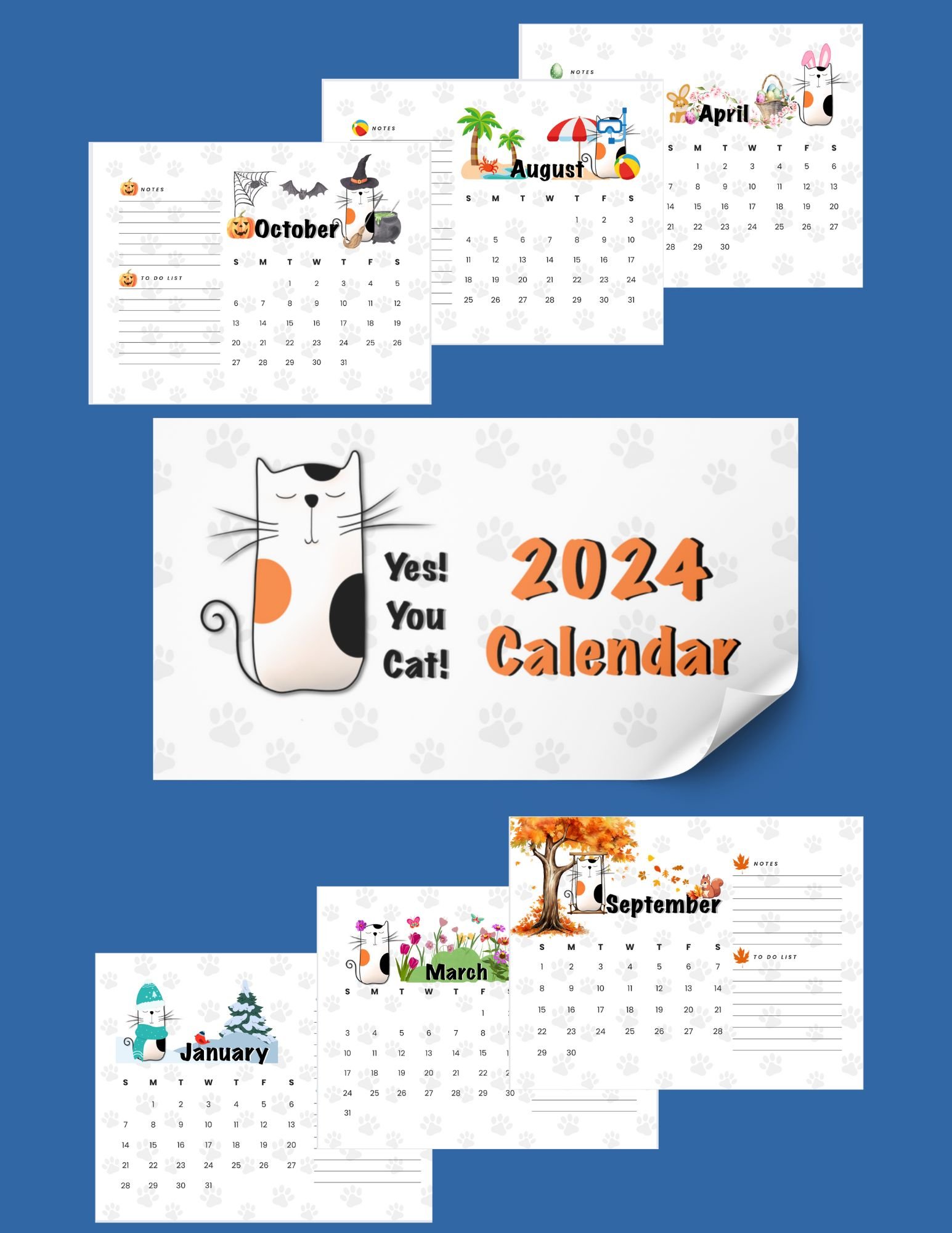 2024 Calendar Printable PDF. Instant download product image (1)