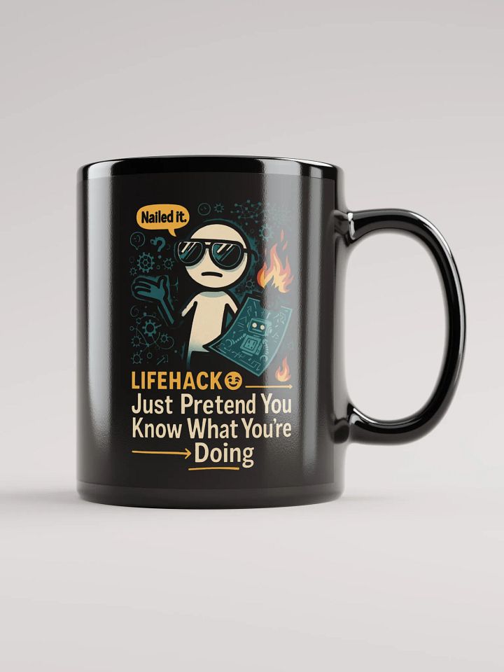 "Lifehack: Just Pretend You Know What You’re Doing" – Funny Shrug Meme Graphic Mug product image (1)