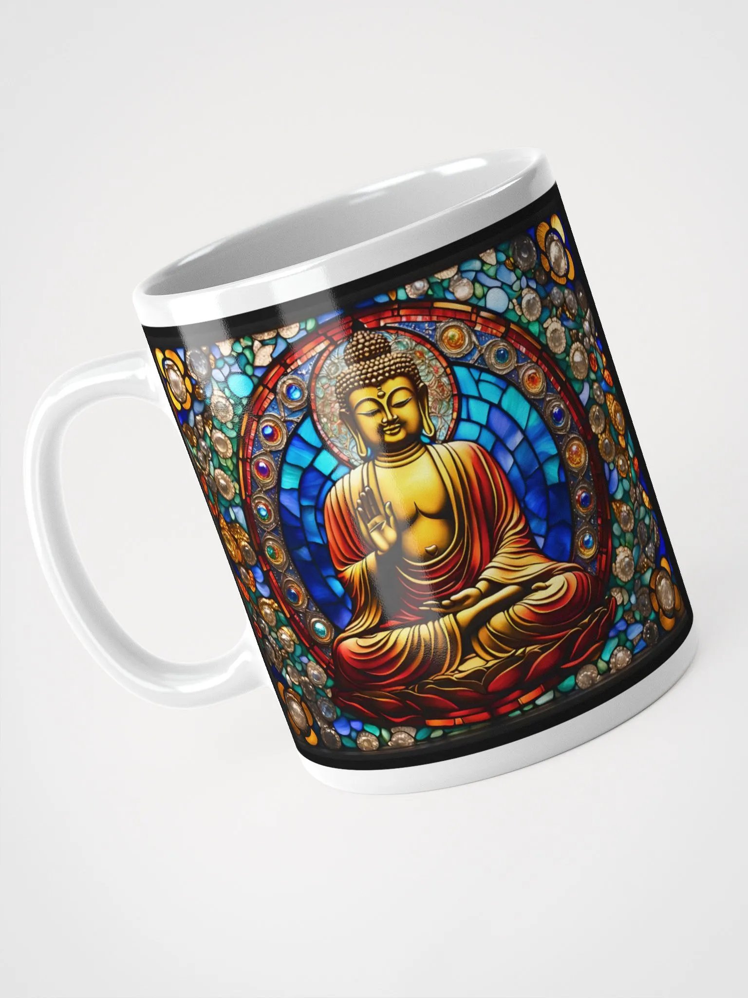 #004 Red and Gold Buddha Stained Glass Mug product image (9)