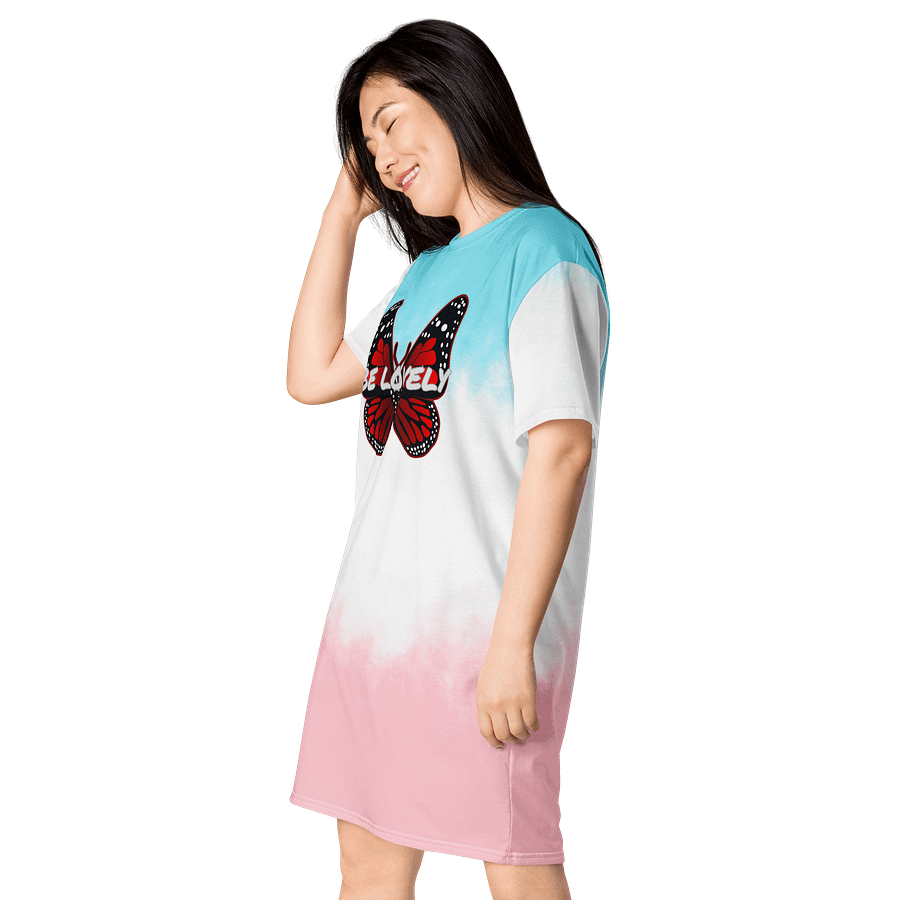 Be Lovely Butterfly All-Over T-Shirt Dress Women Pink and Blue Gradient product image (3)