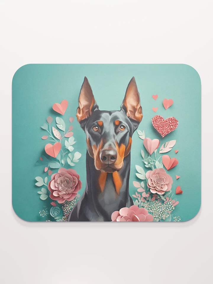 Doberman and paper flowers Mouse Pad product image (1)