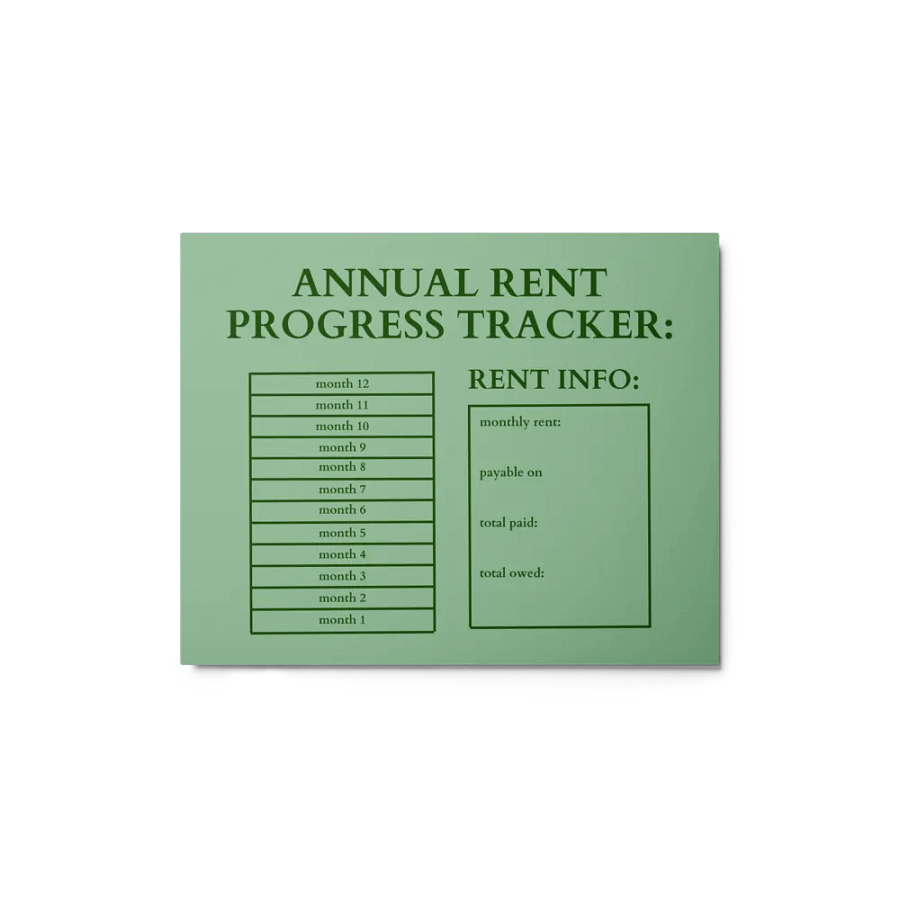 HIGHFALUTIN ANNUAL RENT TRACKER (forest design 1) product image (1)