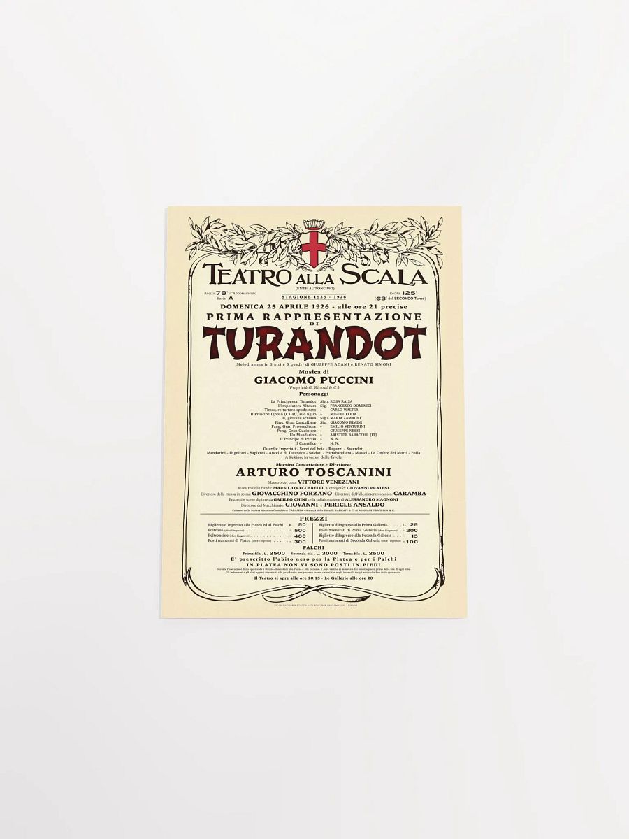 Vintage-Style La Scala Turandot Opera Poster product image (1)