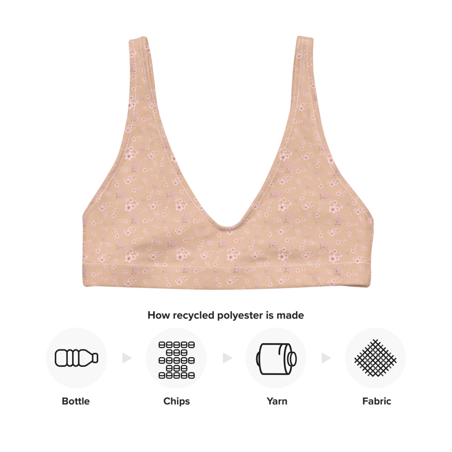 Cherry Blossoms on Cream Eco-Green Padded Bikini Top product image (9)