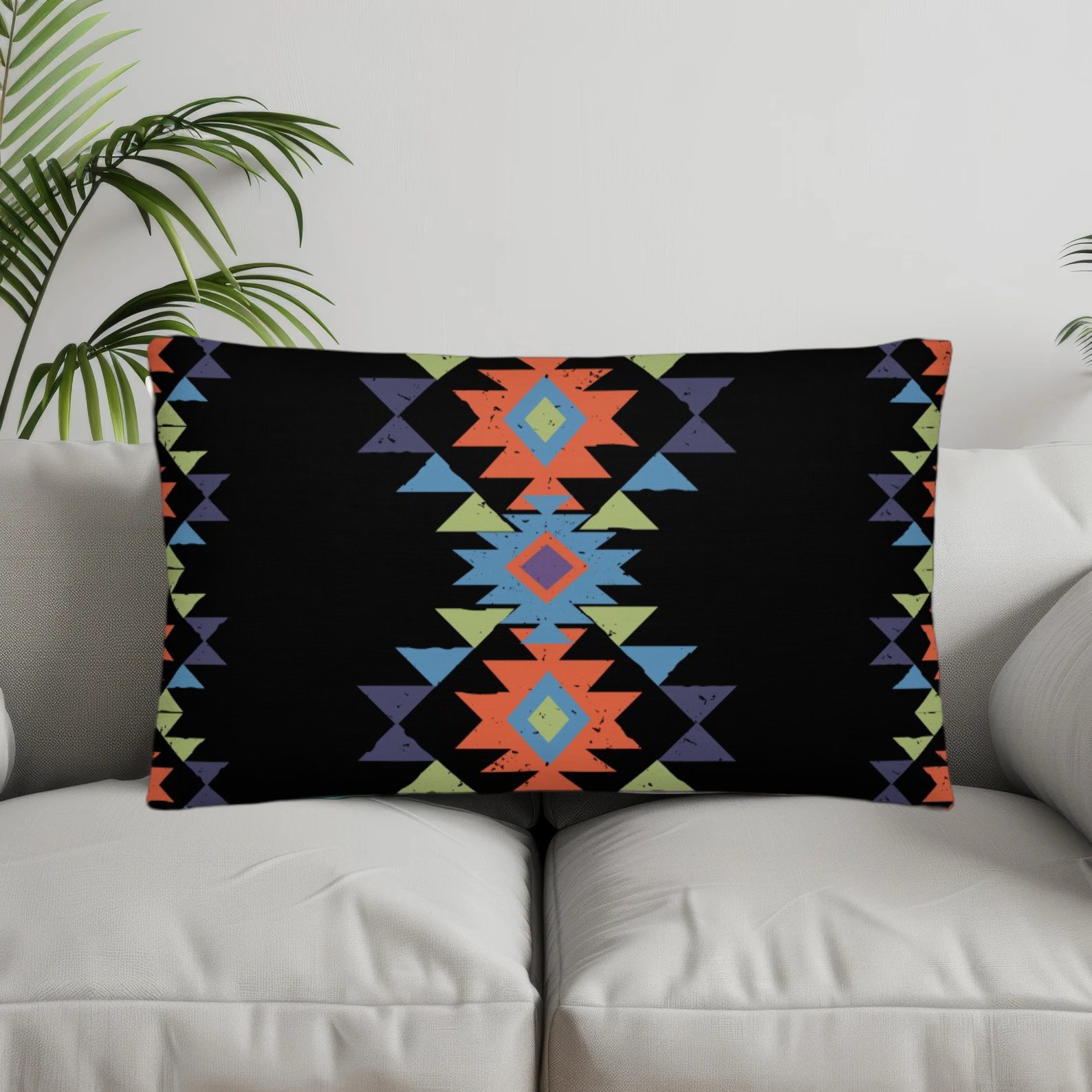 Aztec Tribal Pillow, Bohemian Black Cushion, Southwestern Eclectic Home Decor product image (1)
