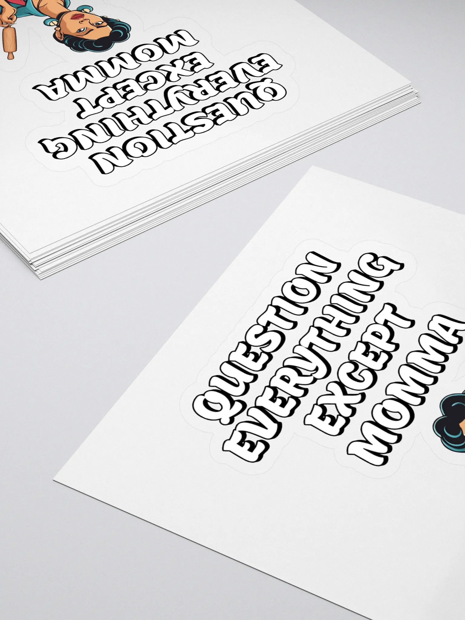 Question Everything Except Momma Funny Sticker product image (4)