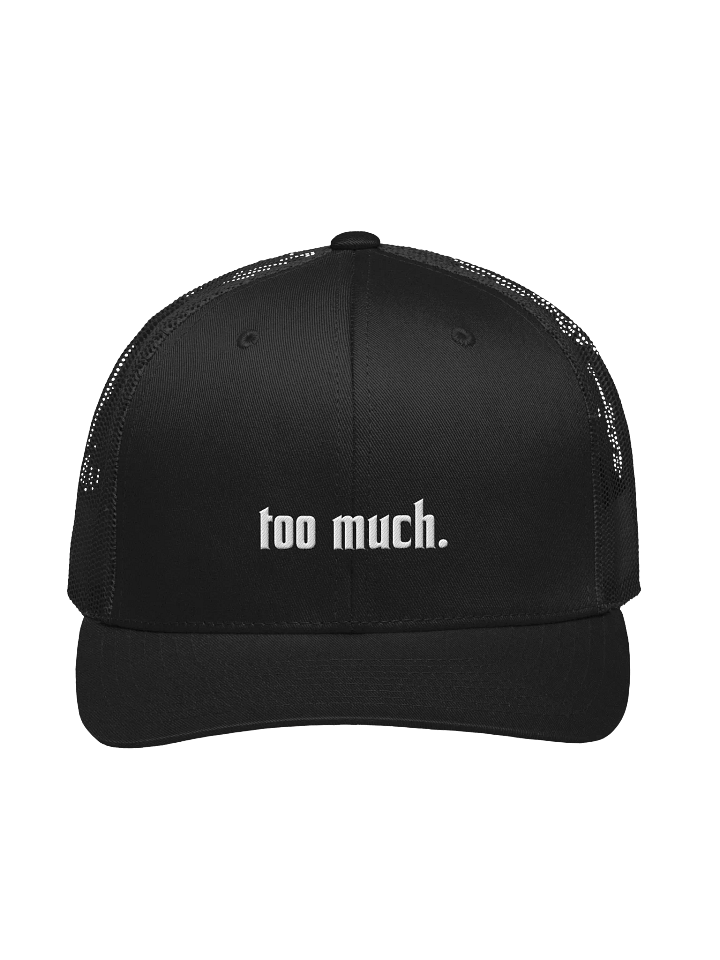 too much. black trucker hat product image (1)