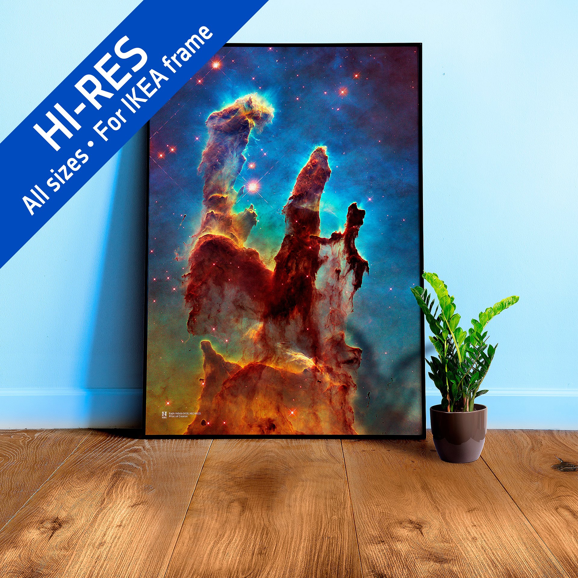 The Pillars of Creation. Eagle Nebula (M16, NGC 6611), NASA Hubble Space Telescope — Hi-Res Space poster, science poster, space photo product image (32)