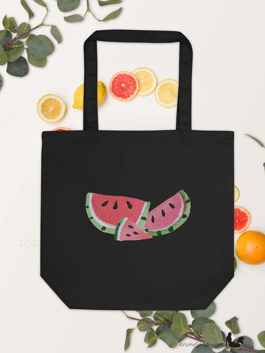 Juicy Watercolor Watermelons Eco Cotton Reusable Tote Bag product image (6)