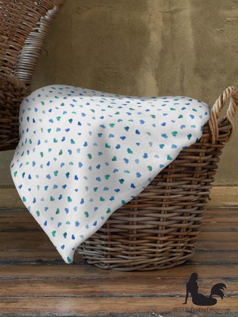 Blue Watercolor Hearts Fleece Throw Blanket product image (6)