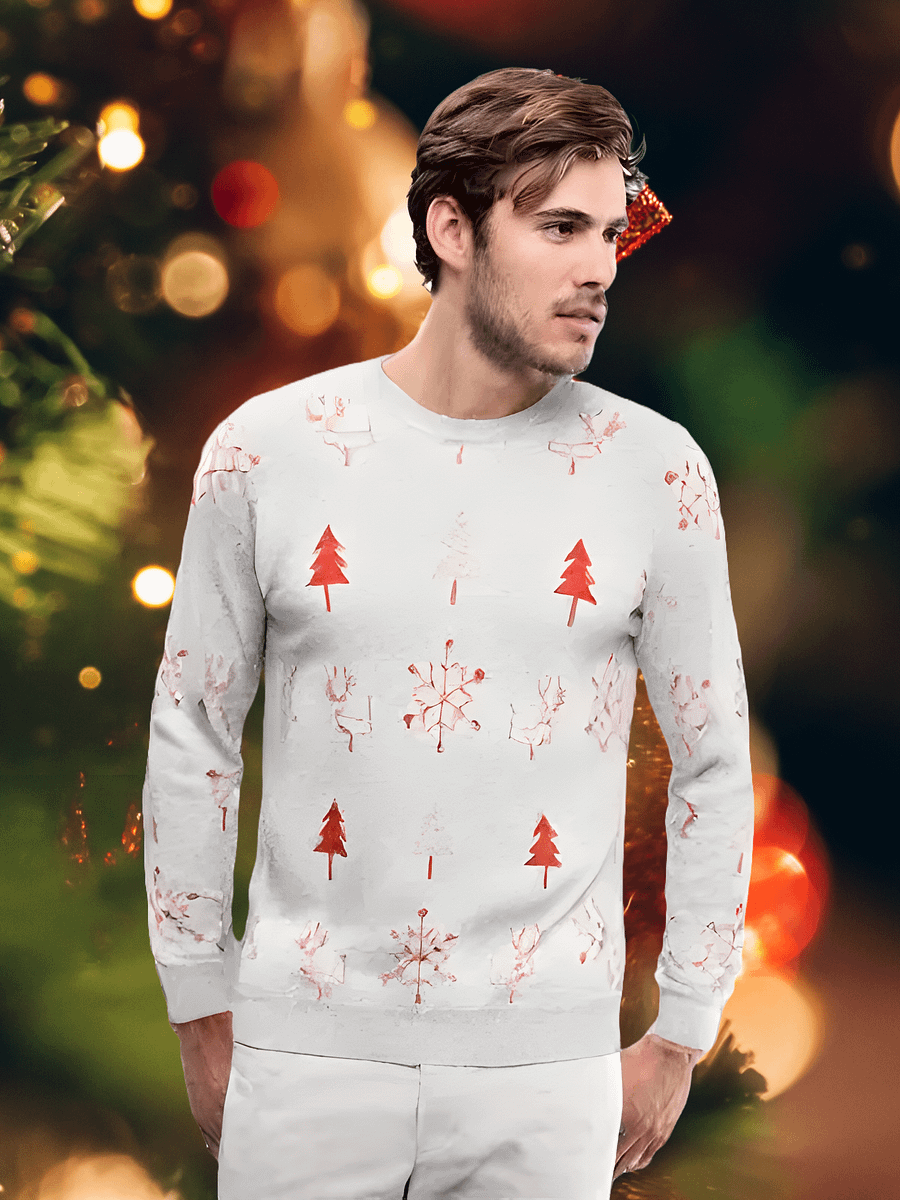 Winter Cozy Christmas Sweater | Red Tree Pattern Unisex Relaxed Fit product image (3)