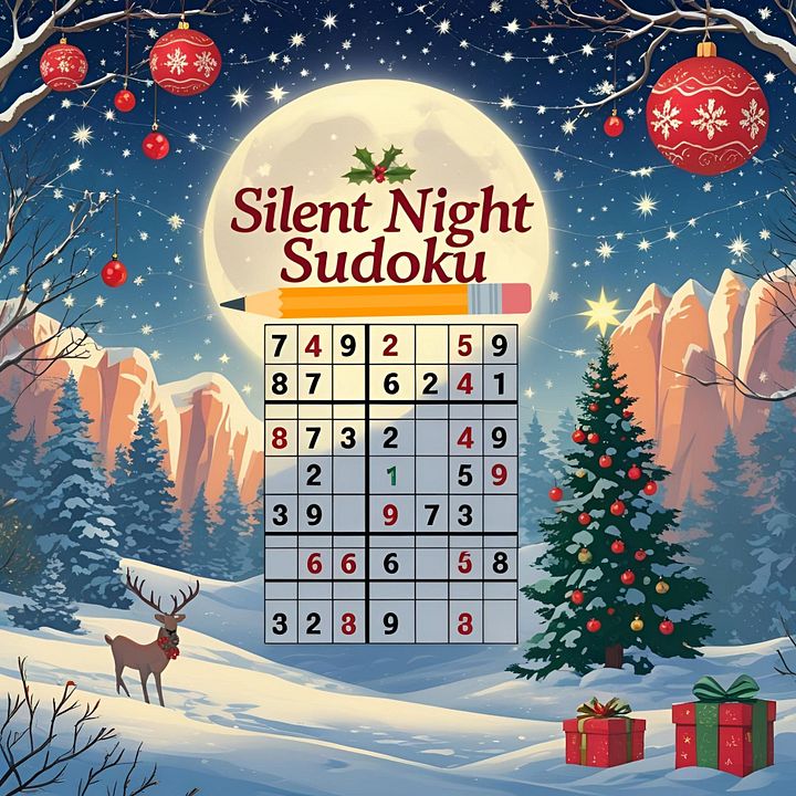 Silent Night Sudoku - 100 Intermediate Holiday Puzzles for Cozy Nights product image (1)
