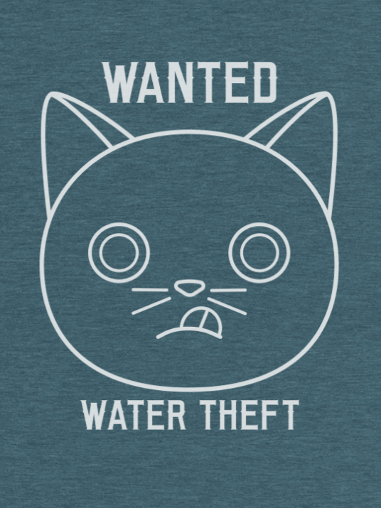 Wanted Unisex Long Sleeve Tee, Water Theft, White Print product image (1)