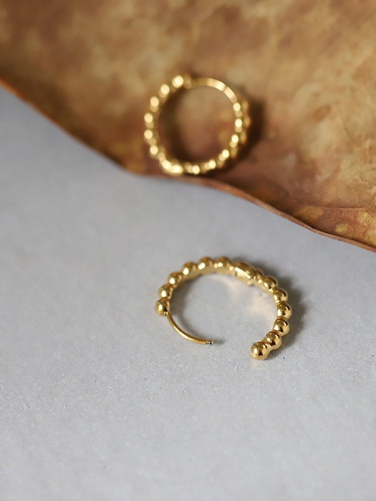 Gold Round Bead Earrings | 18K Gold Plated. product image (5)