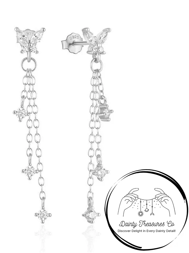 Wings of Grace - Butterfly Tassel Zirconia Stud Earrings product image (2)