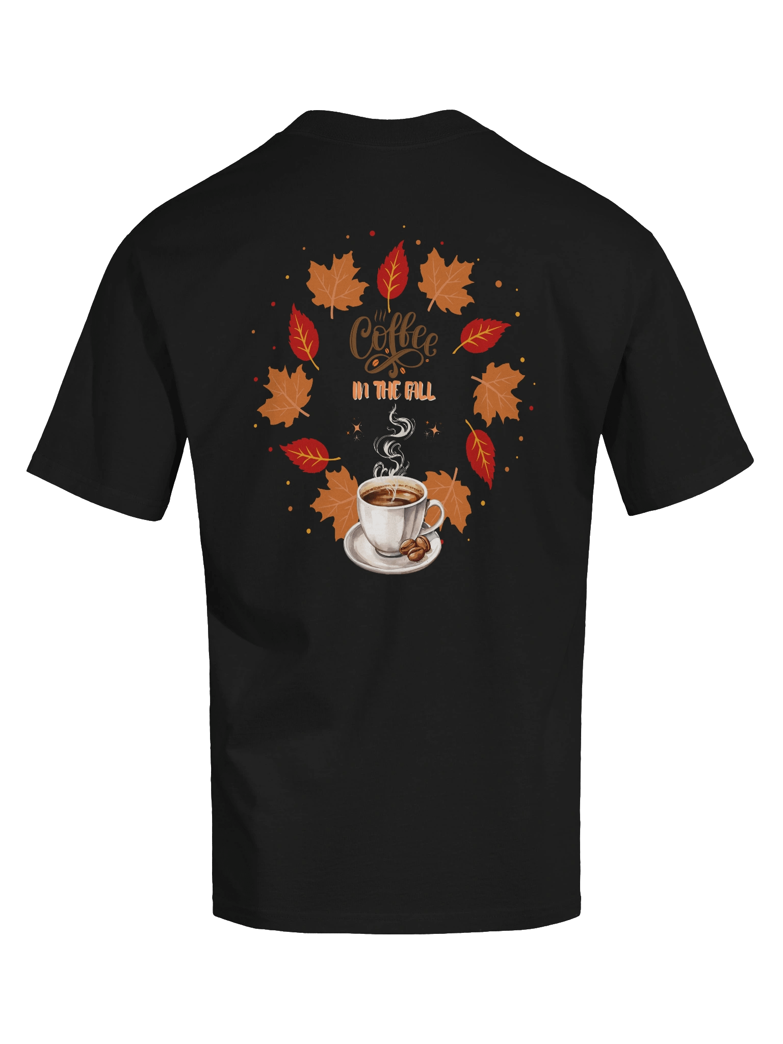 "Coffee In The Fall" Oversized Black Tee (Back) product image (5)