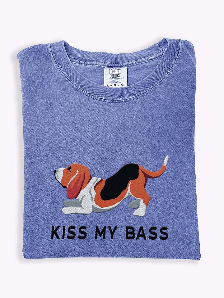Kiss My Bass T-Shirt(Embroidered) of a Basset Hound(2) product image (1)