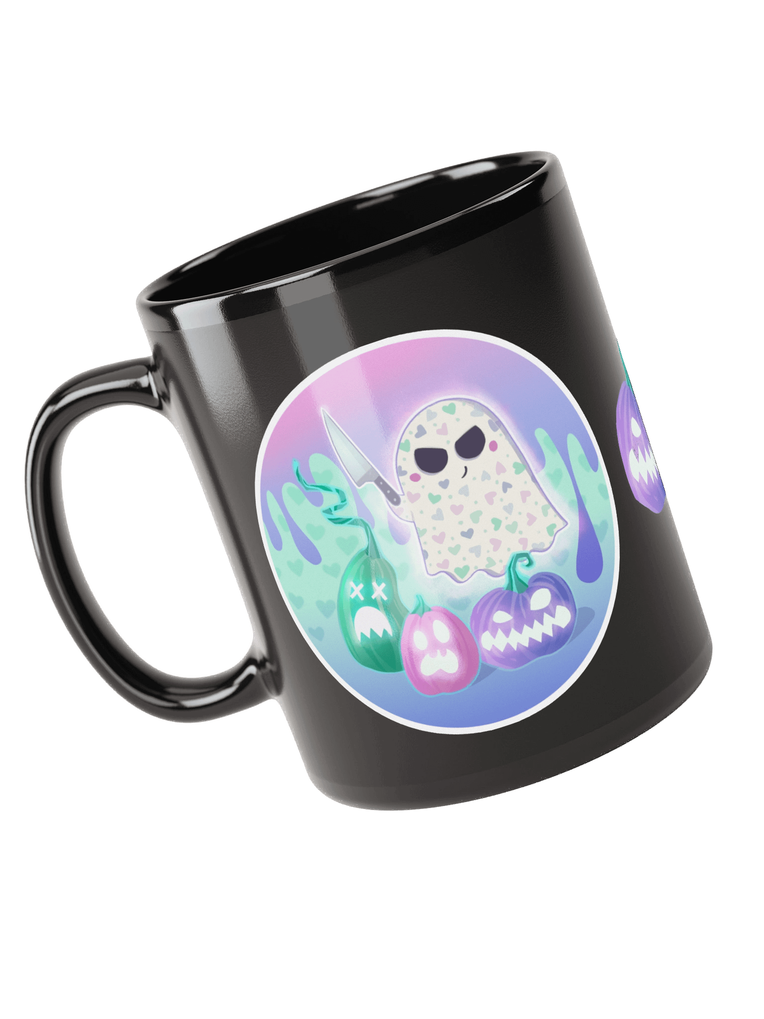 Pastel Little Ghost Pumpkin Carver - Black Ceramic Mug product image (5)