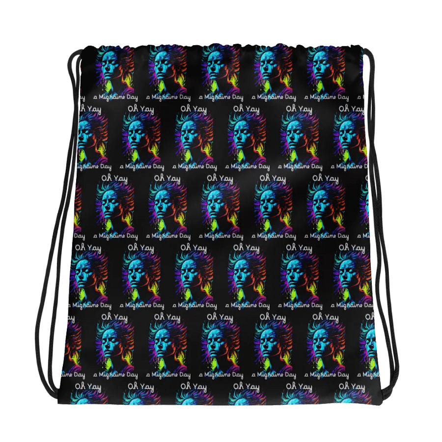 Migraines, Oh Yay a Migraine Day, Black Drawstring bag product image (1)