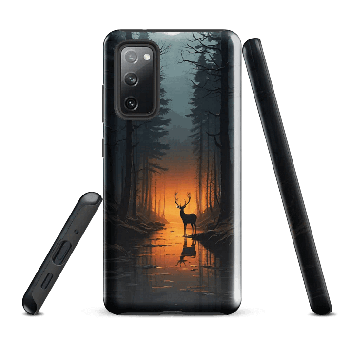 Tough Phone Case for Samsung® - Deer in a Forest Under a Full Moon product image (1)