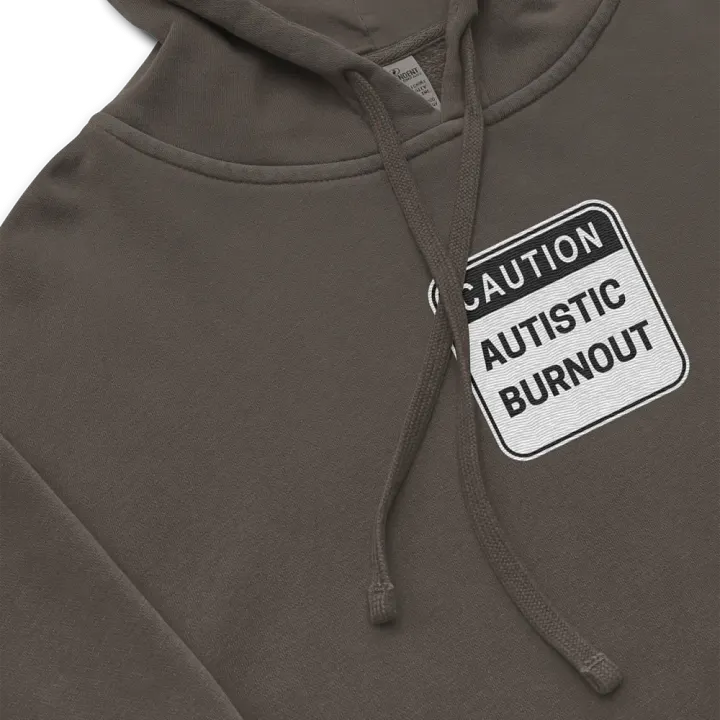 CAUTION: ASD BURNOUT embroidered pigment hoodie (B&W design) product image (1)