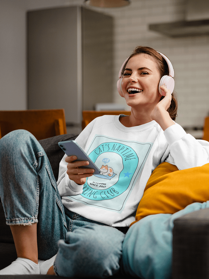 Cat's Naptime Purring Club Premium Lounge Sweatshirt - 100% Cotton product image (1)