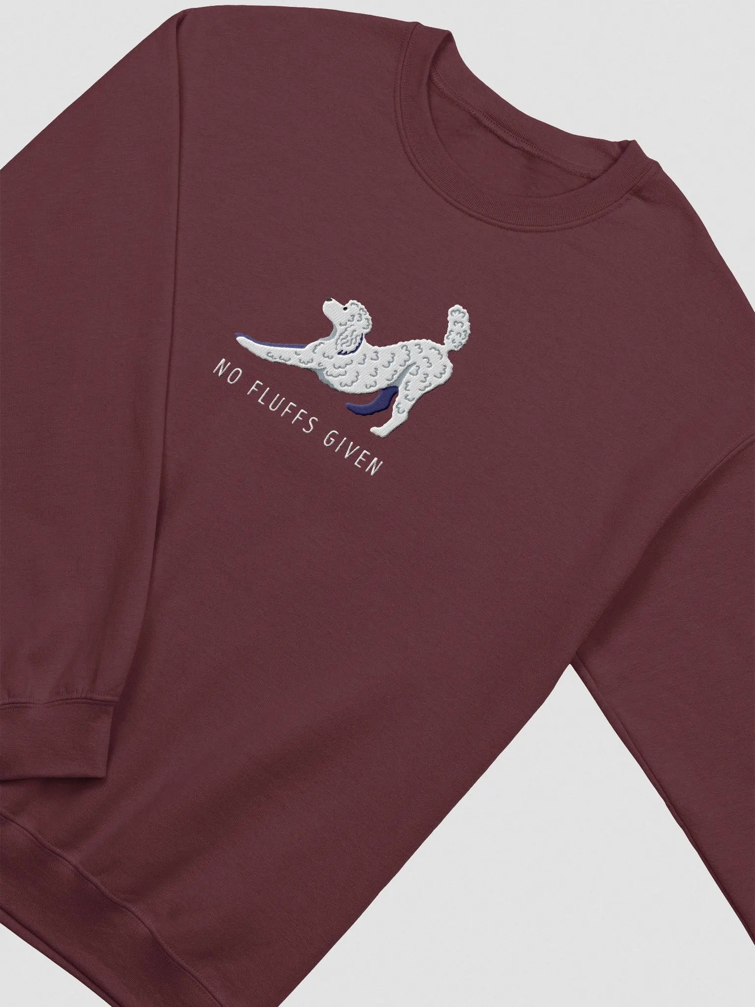 No Fluffs Given Sweatshirt (Embroidered) of a Standard Poodle(White 2) product image (5)