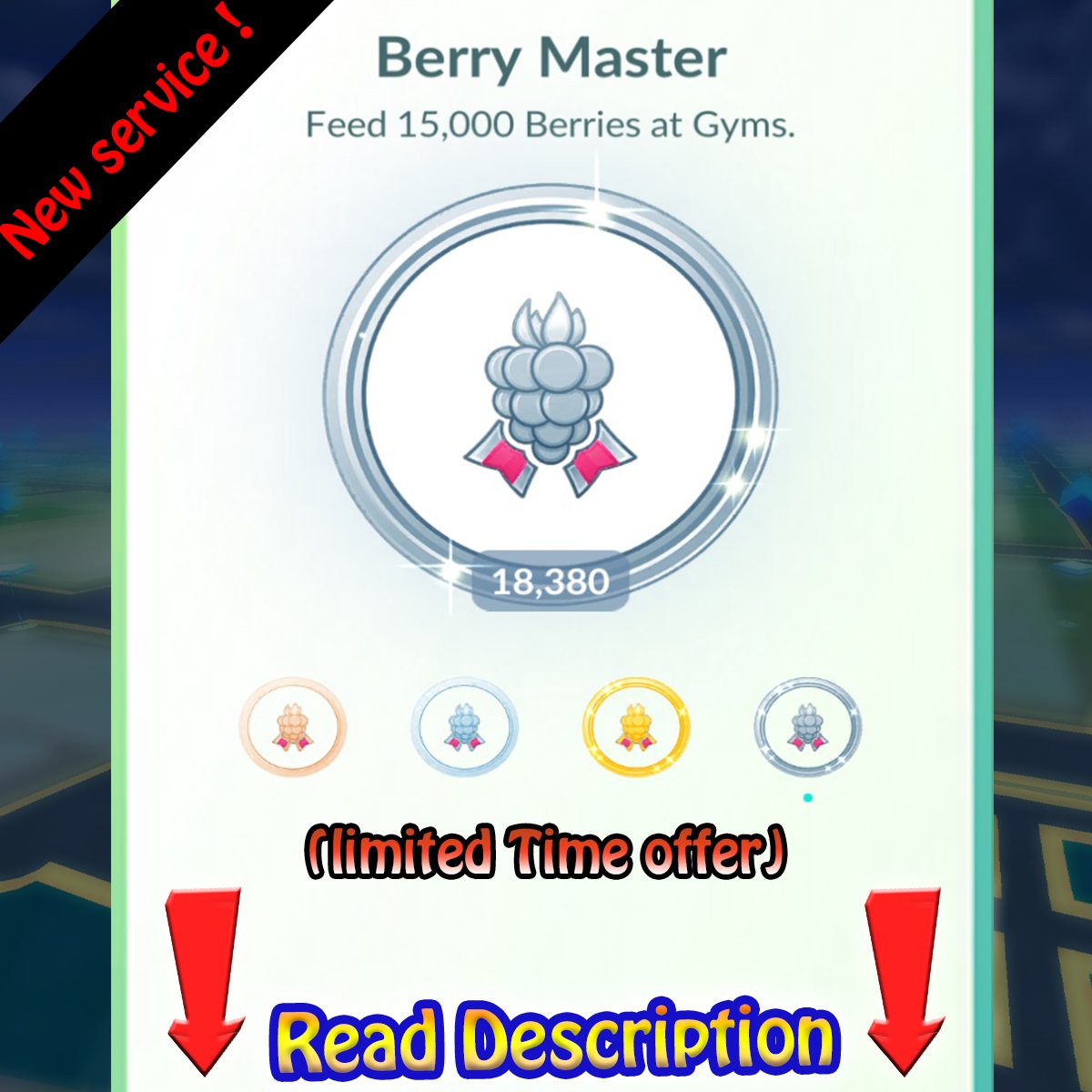 Pokémon Go!🎖- Berry Master Platinum Medal Achievement ! (limited offer) ✅ product image (1)