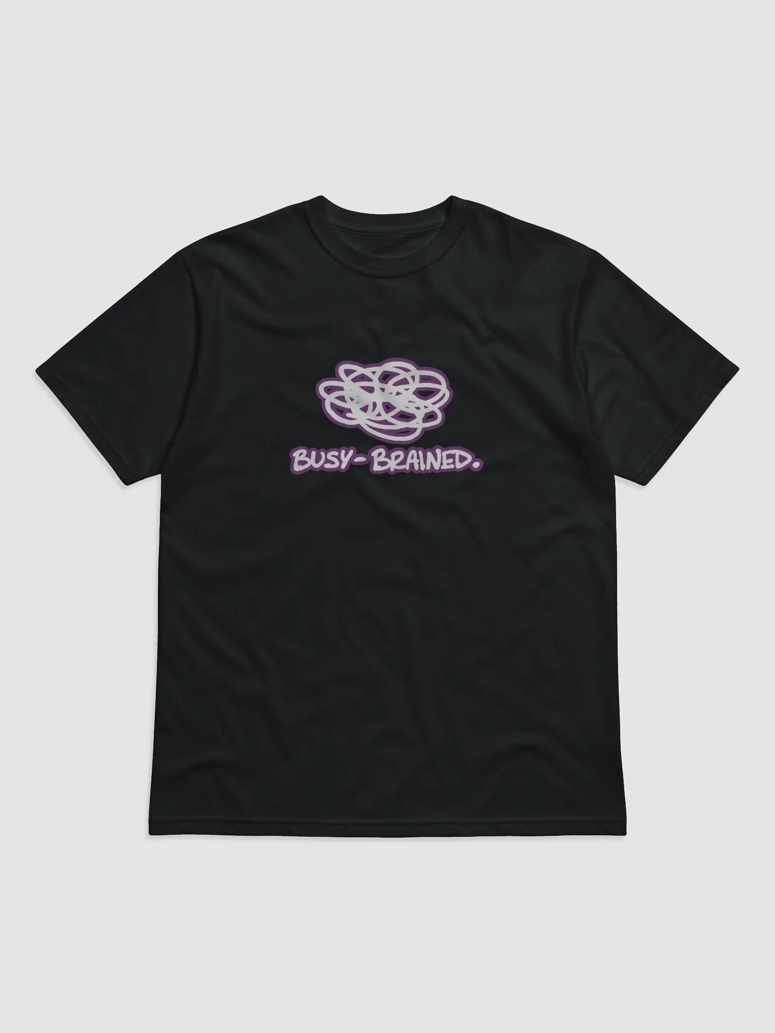 BUSY-BRAINED (lined design, #763D7D) unisex eco tee product image (1)