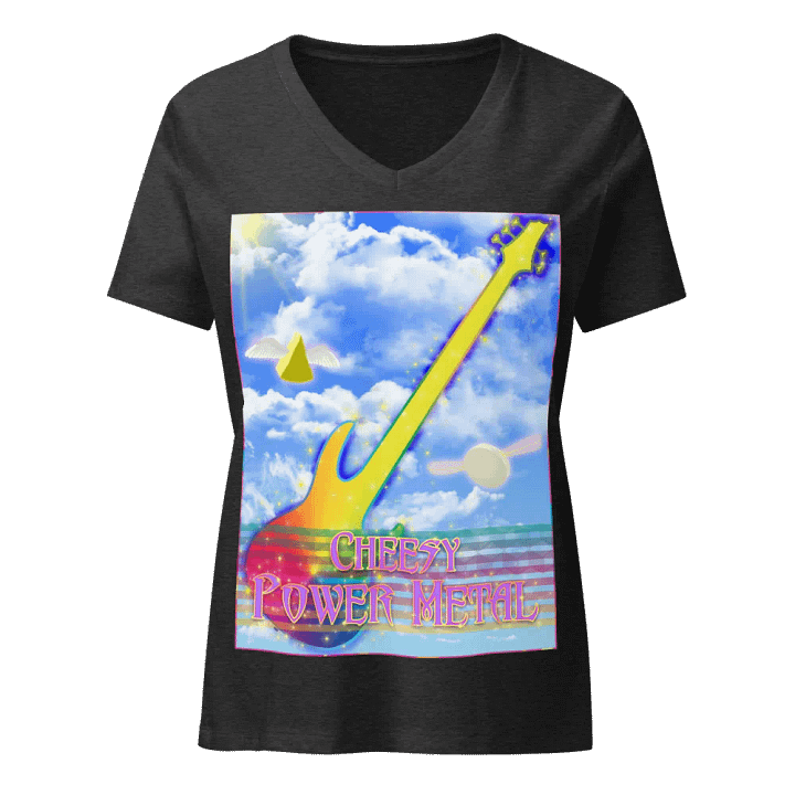 Cheesy Power Metal Relaxed Fit V-Neck T-shirt product image (1)