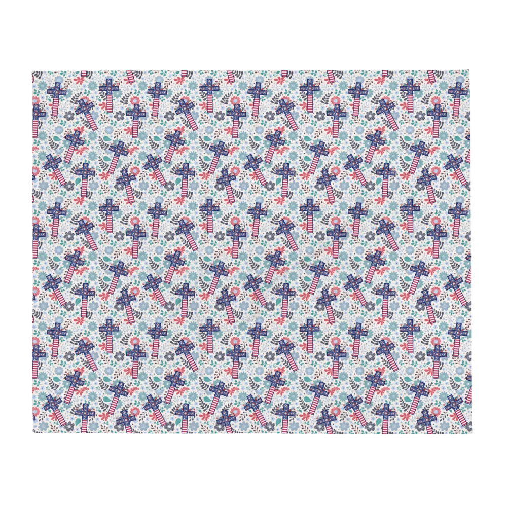 Floral Patriotic Cross Patterned Blanket product image (11)