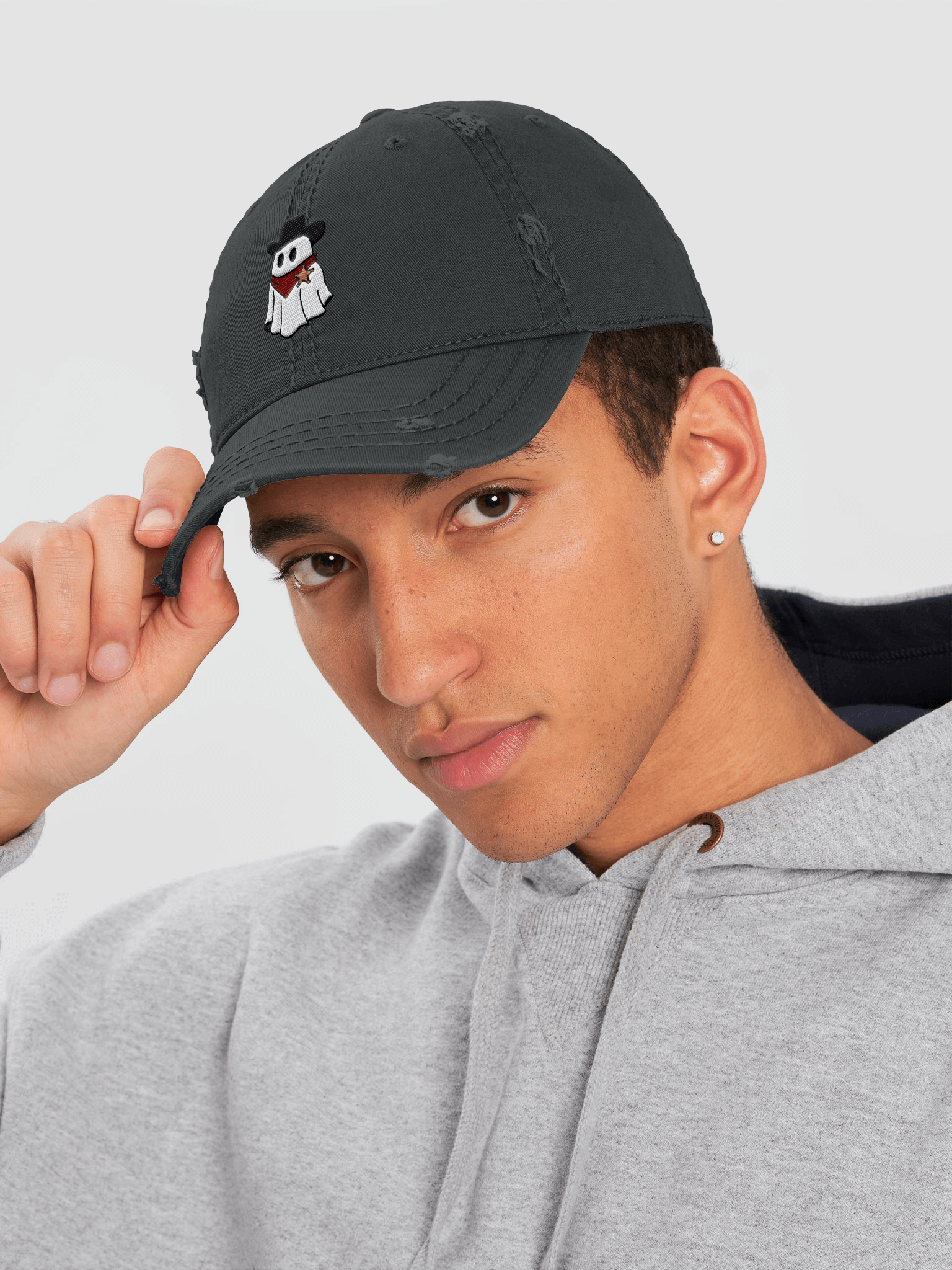 Halloween '25 Ghost Cowboy Embroidered Distressed Dad Hat product image (5)