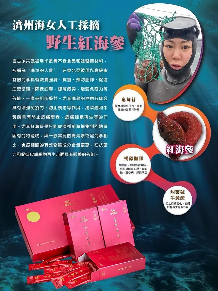 美肌養氣組合：JEJUWELLING韓國濟州島紅海參修復飲+玻尿酸保濕面膜 （10片*2盒） product image (2)