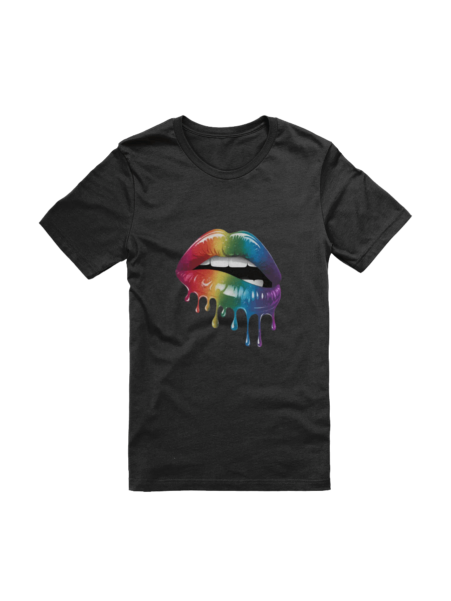 Unisex black T shirt with lip drip product image (1)