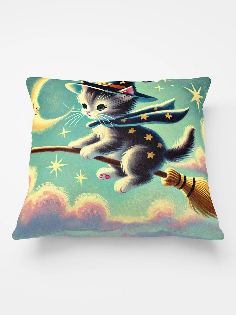 Kitten Witch Riding Broomstick Throw Pilllow product image (2)