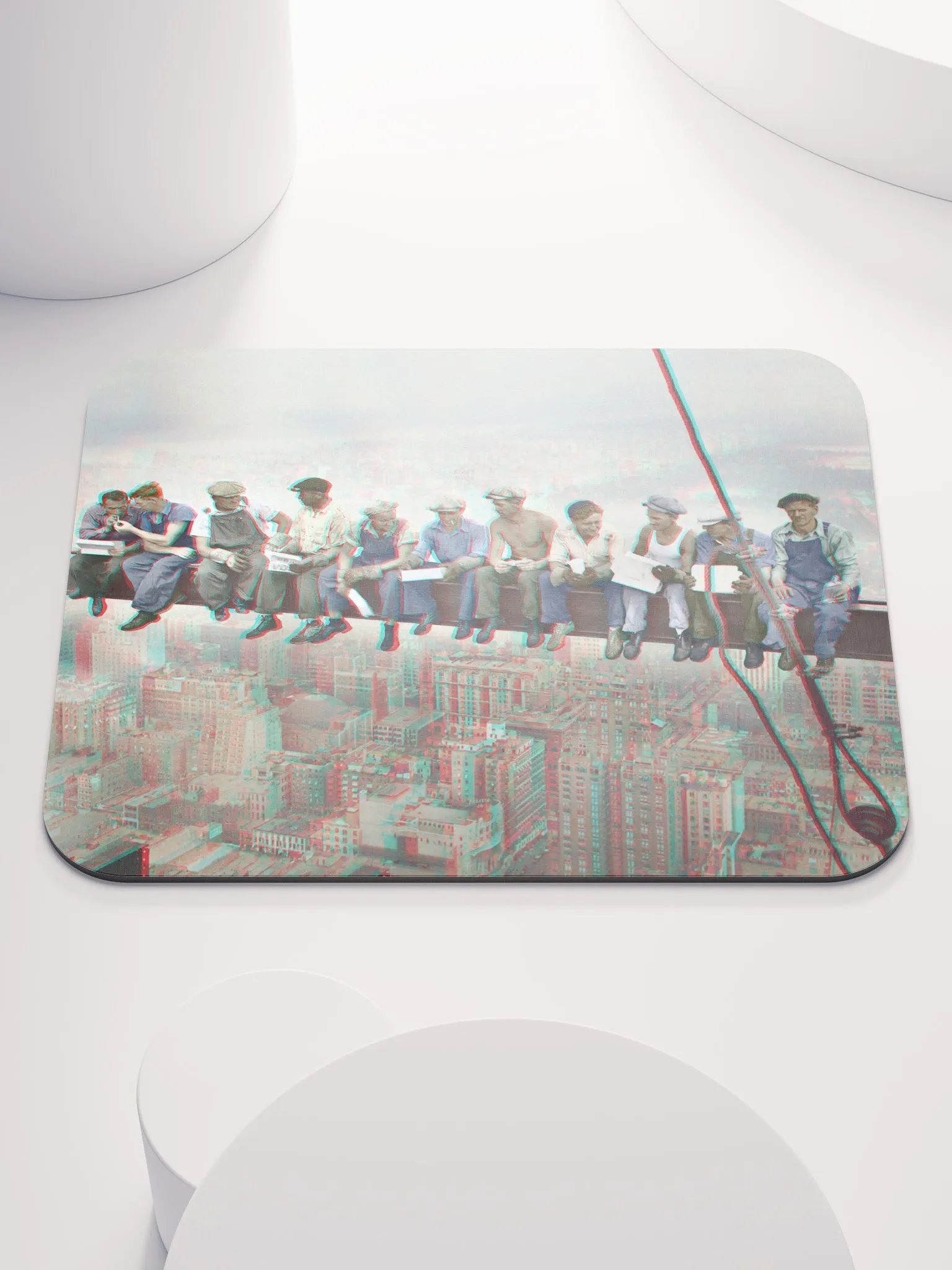 Anaglyph 3D Mouse Pad - Lunch atop Skyscraper in Color. New York 1932 product image (1)
