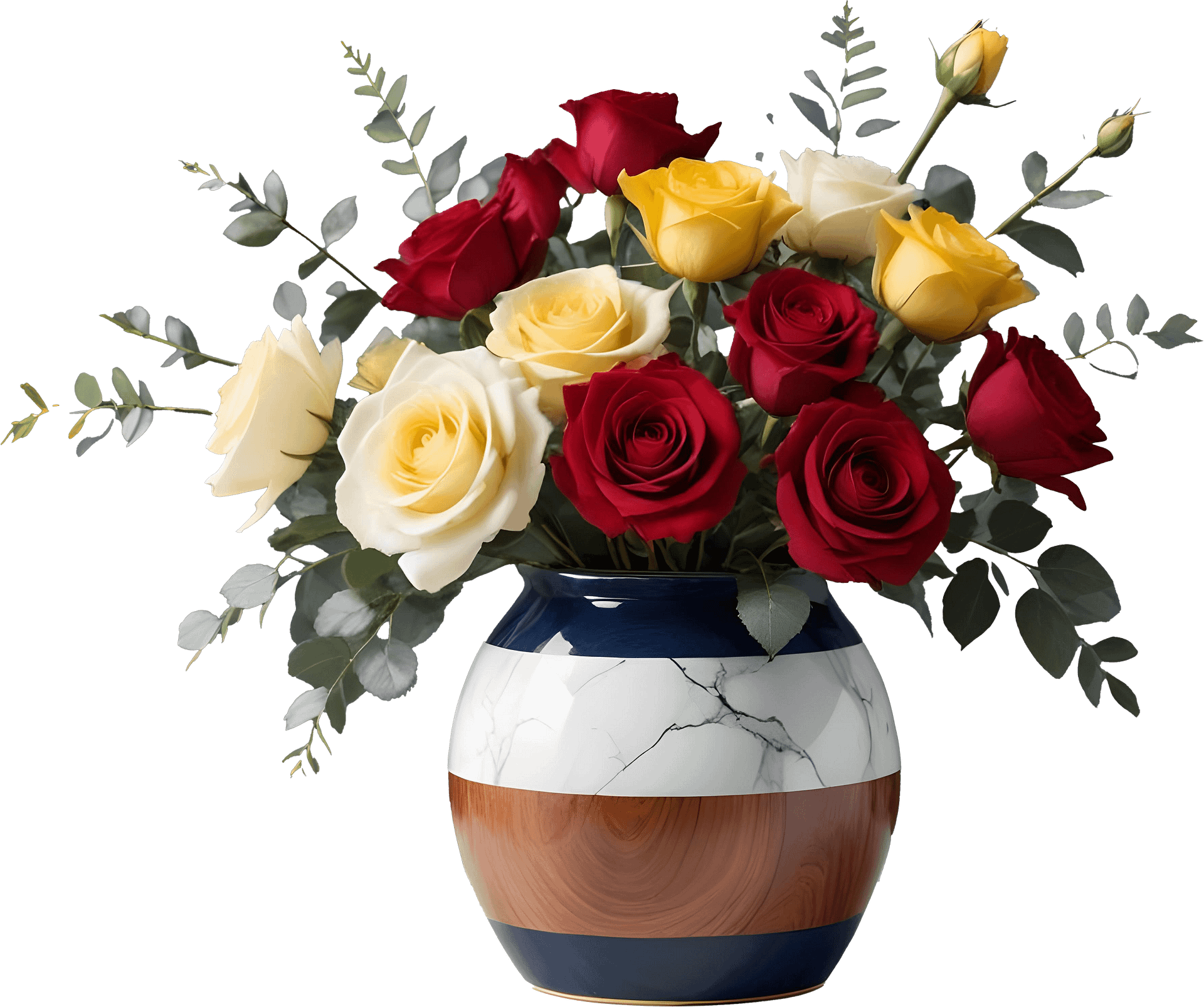 Shabby Chic – Marble Eternal Vase with Vibrant Floral Arrangement product image (1)