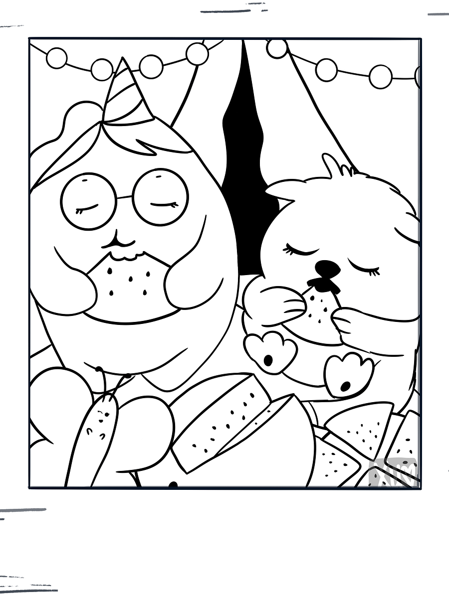 Watermelon Picnic Snap #1 Coloring Page product image (1)