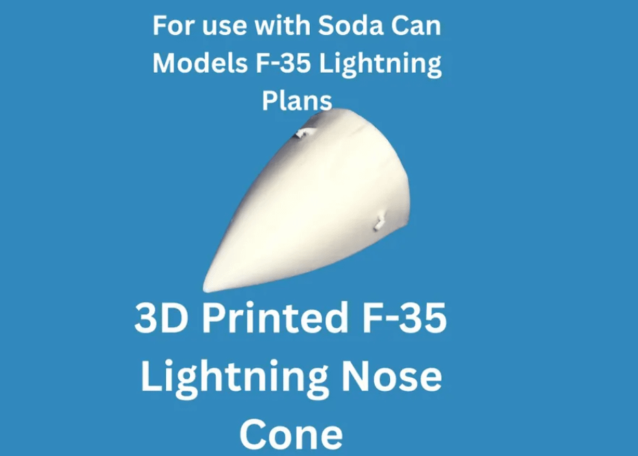 3D Printed F-35 Lightning Nose Cone for Soda Can Airplane | Fits F-35 Can Model Plans | DIY Model Kit Part product image (1)