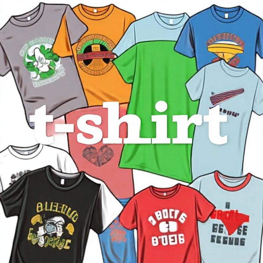 T-Shirt Fashion Trends 2025: A collage showcasing sustainable t-shirts, vintage styles, oversized streetwear, and graphic tees with social messages, reflecting the latest trends in American fashion.