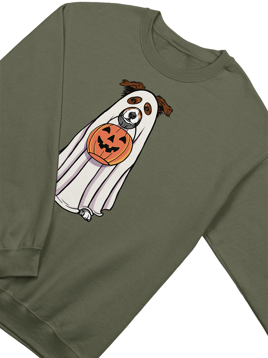 Funny Halloween Australian Shepherd(Red Tricolor) Sweatshirt | Funny Aussie Wearing a Ghost Costume and Holding a Pumpkin Basket product image (18)