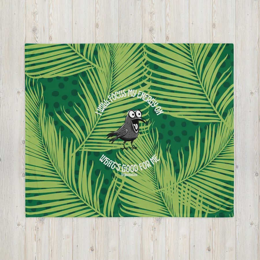 Throw Blanket 💚 I will focus my energy on what's good for me (127 × 153 cm) product image (4)