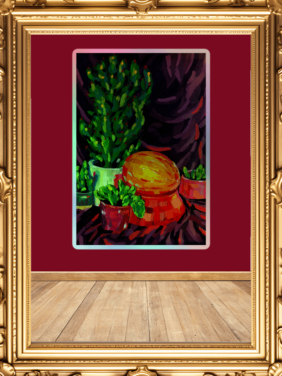 Eclectic Colorful Cacti Garden Sticker product image (1)